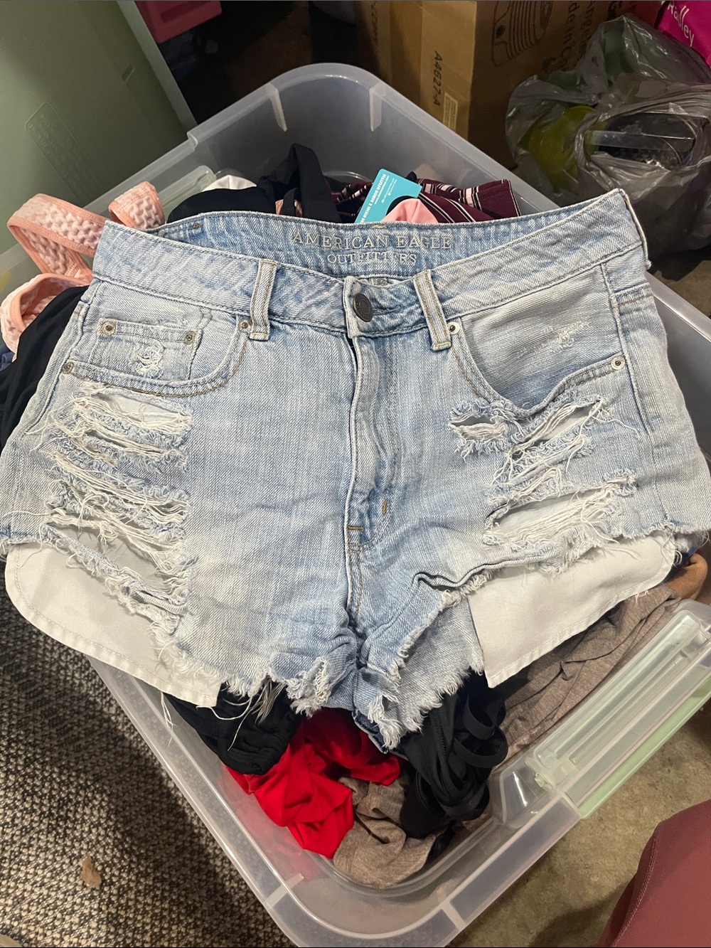 American Eagle Outfitters Light Wash Distressed Denim Cutoff Shorts